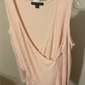 Boston Proper pink Top plunging V neck peek a boo sleeve size S